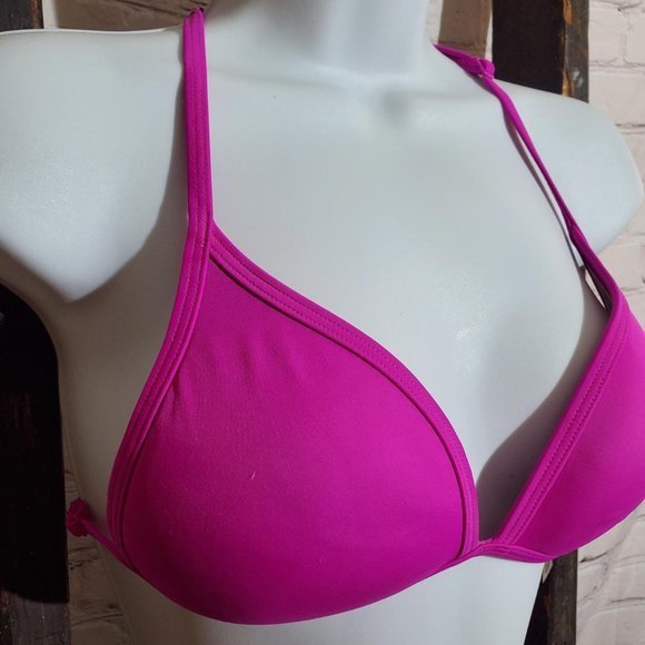 PINK Victoria's Secret Bikini Top Small Racerback Pink Swim Beach  A127 - Picture 2 of 5